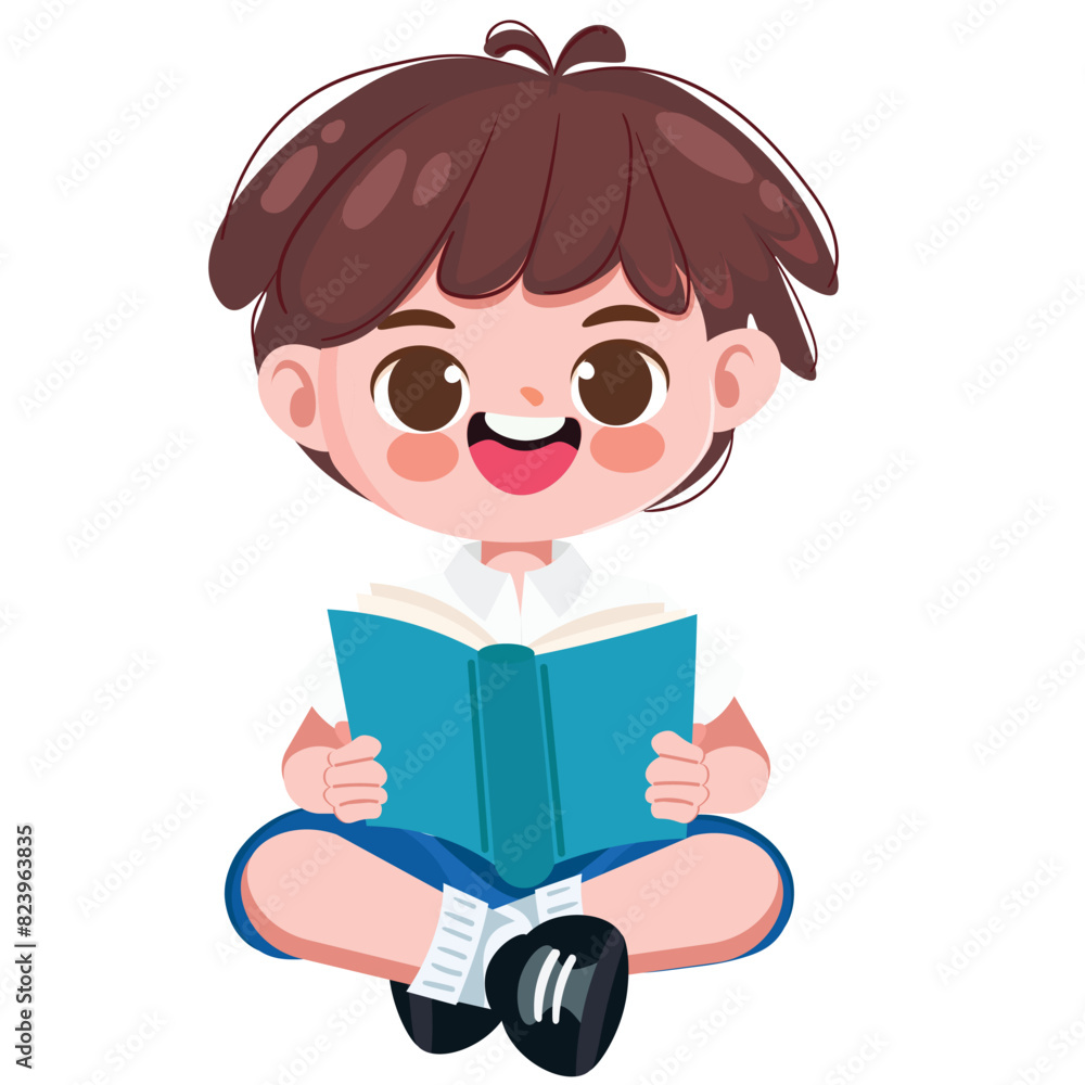 Cute Thai student boy in school uniform read a book Cute Thai student boy in school uniform read a book