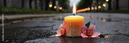 International Day of Remembrance for Victims of Acts of Violence Based on Religion or Belief International Day of Remembrance and Commemoration of the Victims Terrorism a burning candle with flowers