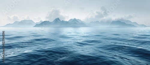 Calming D Seascape with Distant Islands and Overcast Sky