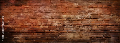 Rustic brick wall with faded textures and warm tones in low light setting