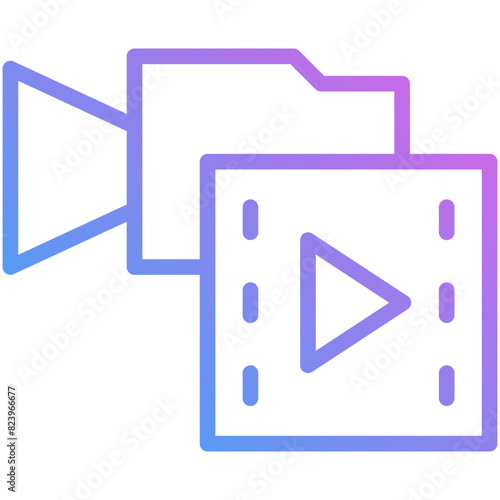 movie gradient line icon