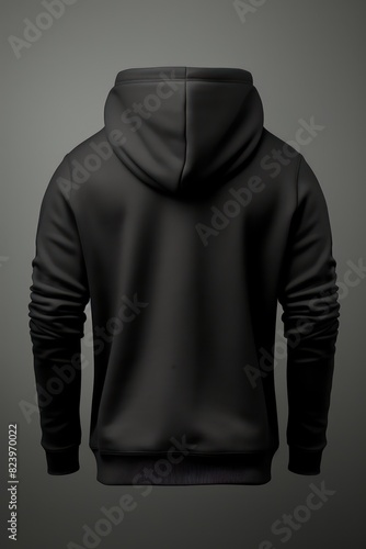 black hoodie mockup back views, shape of the hoodie without body © XTSTUDIO