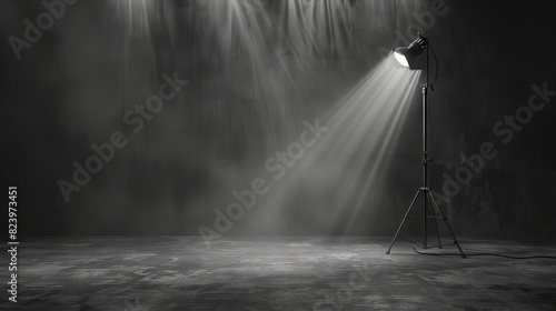 empty gray background with spotlight cement studio backdrop 3d rendering photo