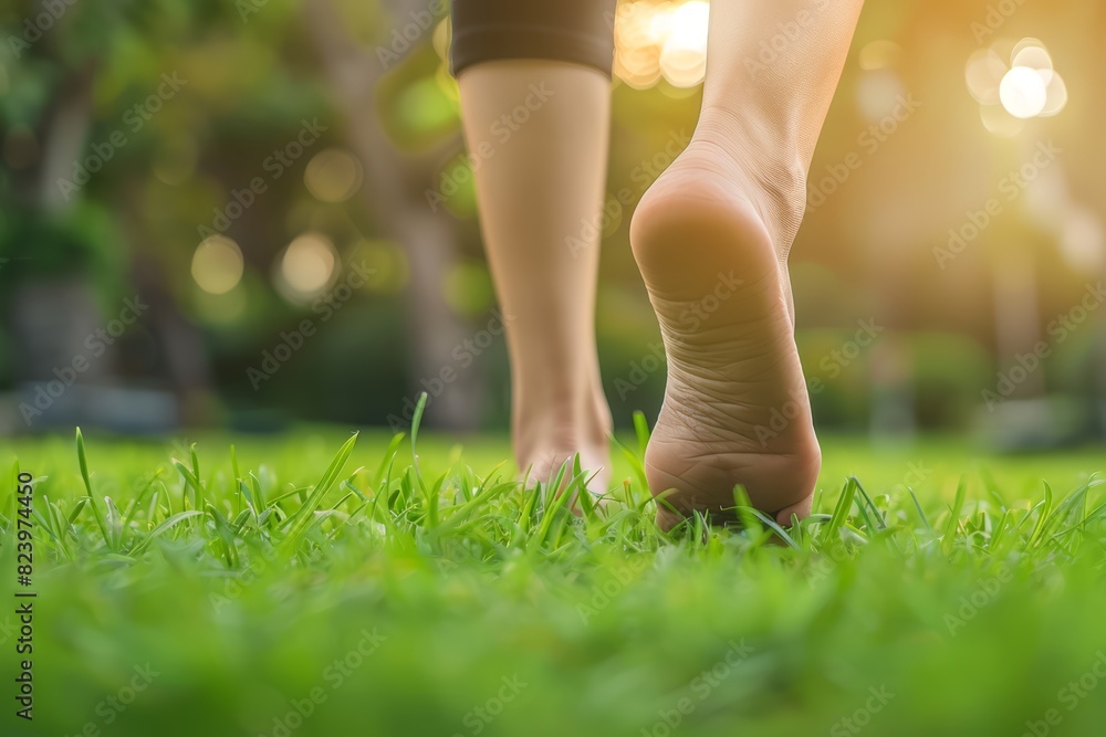 Walking Barefoot on Fresh Grass, representing relaxation, serenity, and a healthy lifestyle, highlighting the natural beauty and tranquility of connecting with nature, Generative AI Walking Barefoot on Fresh Grass, representing relaxation, serenity, and a healthy lifestyle, highlighting the natural beauty and tranquility of connecting with nature, Generative AI