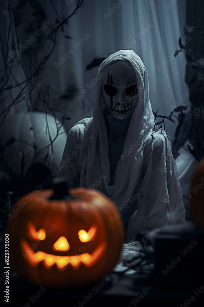 Halloween ghost. Happy Halloween background. Scary Lantern. All saints day. Day of Death. Halloween ghost. Happy Halloween background. Scary Lantern. All saints day. Day of Death.