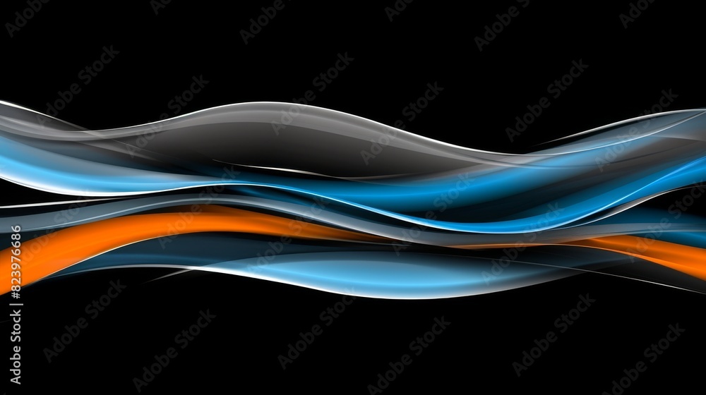 Abstract blue and orange waves on a black background Abstract blue and orange waves on a black background