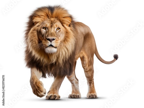 african lion on white background