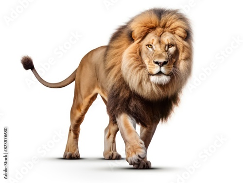 african lion on white background
