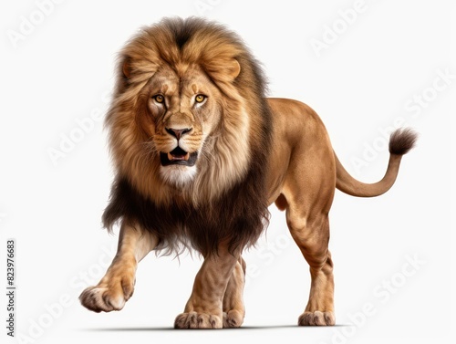 african lion on white background