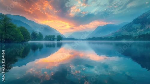 mountains lake in summer 