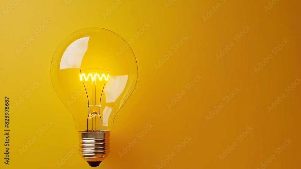 glowing light bulb illuminating vivid yellow background inspiration concept glowing light bulb illuminating vivid yellow background inspiration concept