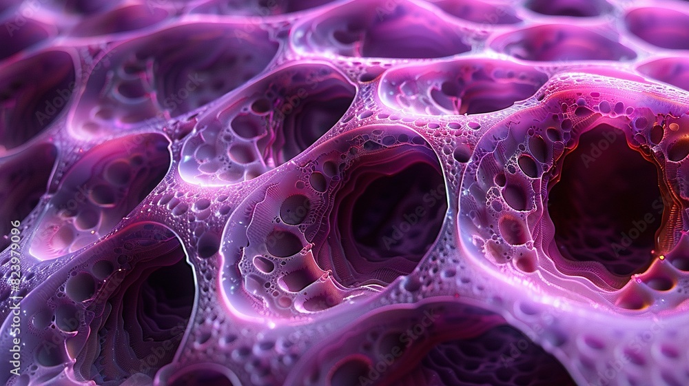 Close-up of purple substance with numerous water droplets on the base, along with various bubbles Close-up of purple substance with numerous water droplets on the base, along with various bubbles