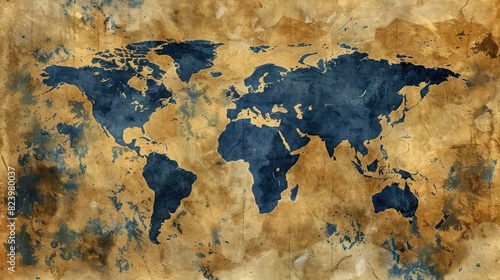 world map showing the various continents 