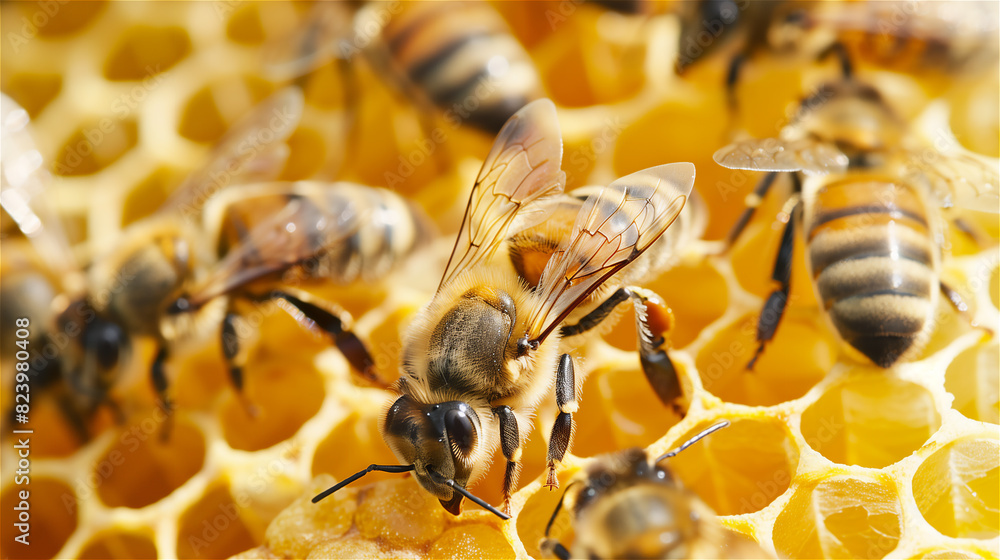 bees on honeycomb