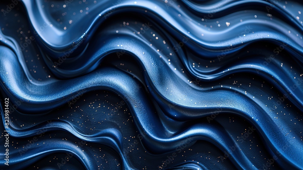 A close-up view of a wavy surface with gold dots on the top and bottom is blue with gold dots on both ends A close-up view of a wavy surface with gold dots on the top and bottom is blue with gold dots on both ends