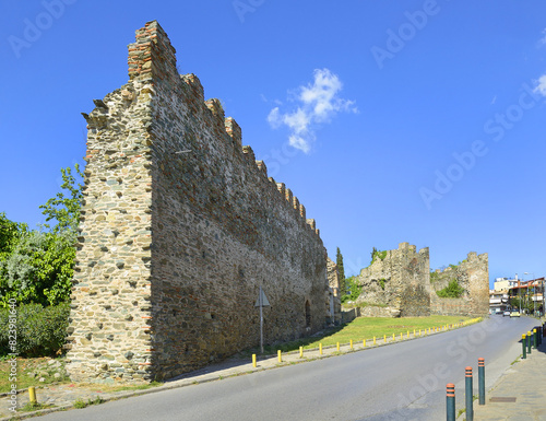 Late Roman and Byzantine wall in Thessaloniki, Greece - Old fortification, UNESCO World Heritage Site