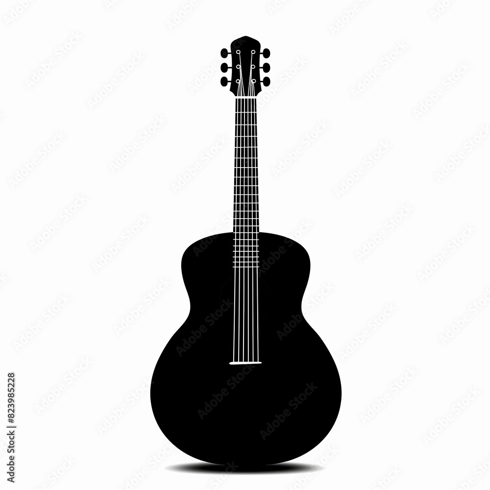 Naklejka premium A black guitar with a white background