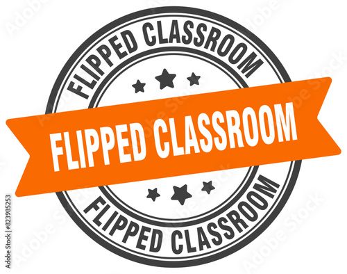 flipped classroom stamp. flipped classroom label on transparent background. round sign