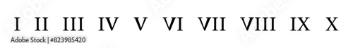 Set of black Roman numerals from 1 to 10. Vector isolated on a white background.