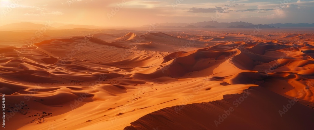 Beautiful sand dunes in the desert, wide shot