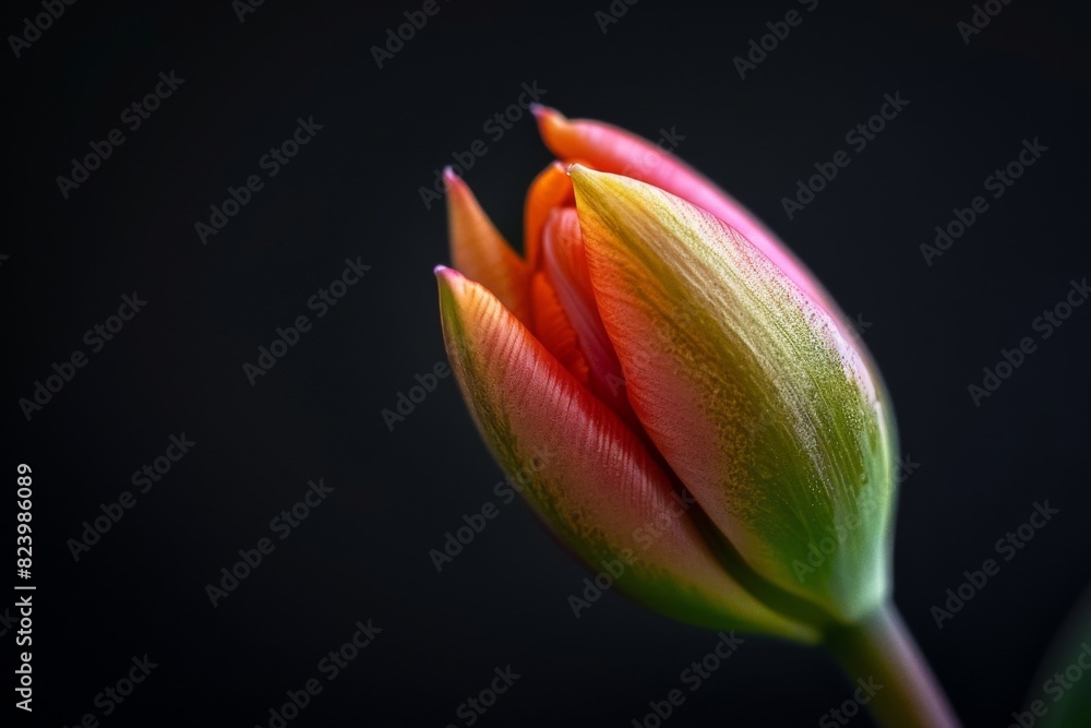 Witness the blooming spirit of the Tulip Festival in the Netherlands as a single tulip bud unfurls its vibrant petals, revealing an explosion of colors. Witness the blooming spirit of the Tulip Festival in the Netherlands as a single tulip bud unfurls its vibrant petals, revealing an explosion of colors.