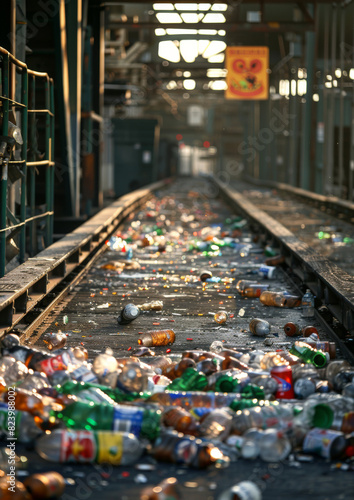 Plastic waste. Trash depot. Recycling. Environmental , man made waste. Industrial, packaging material trash.