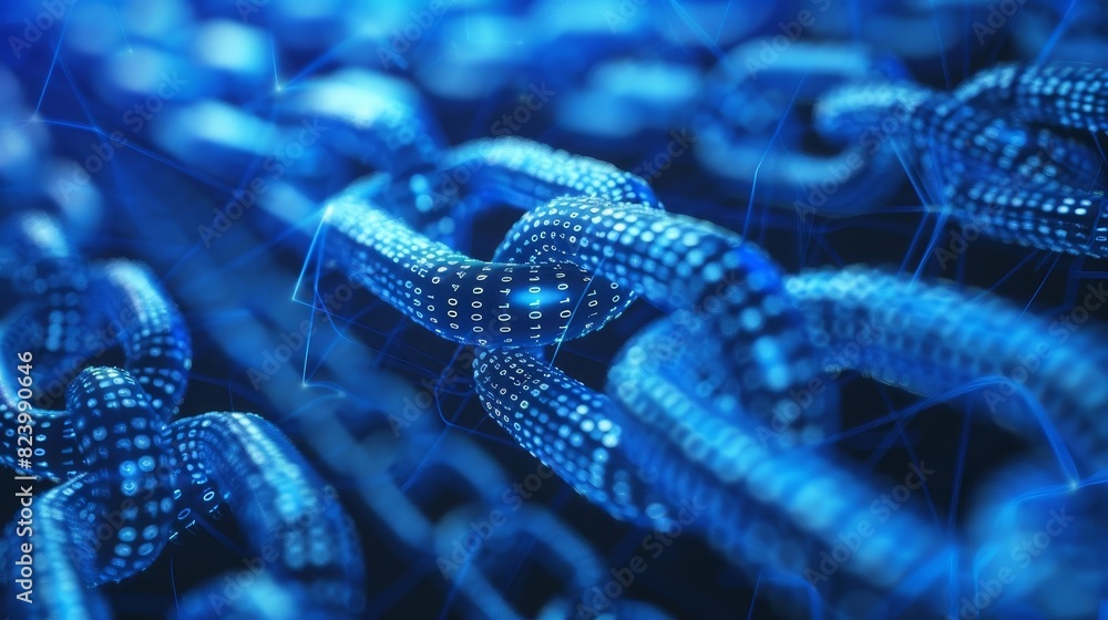 interconnected digital chains forming network blue technology background abstract 3d illustration interconnected digital chains forming network blue technology background abstract 3d illustration