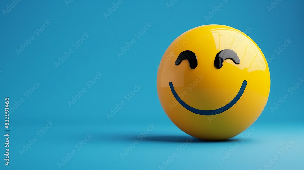 Fototapeta premium symbole 3D sourire émotion, Émoticône illustration jaune et coloré IA 