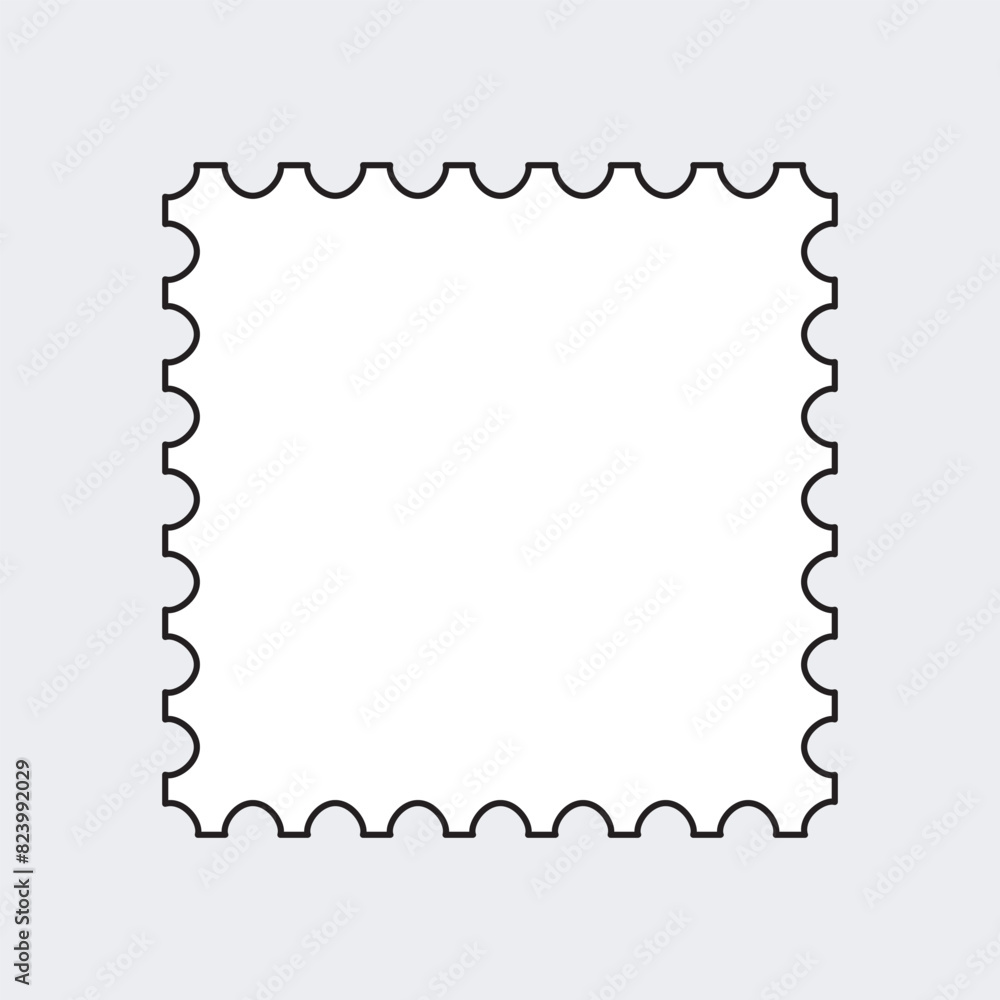 White blank postage stamp square shape template vector