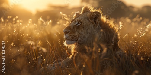 lion in the wild Savannah Generative AI