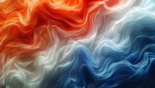Abstract digital background or texture design of dutch flag colors, Netherland Holland national country symbol illustration wavy silk fabric background