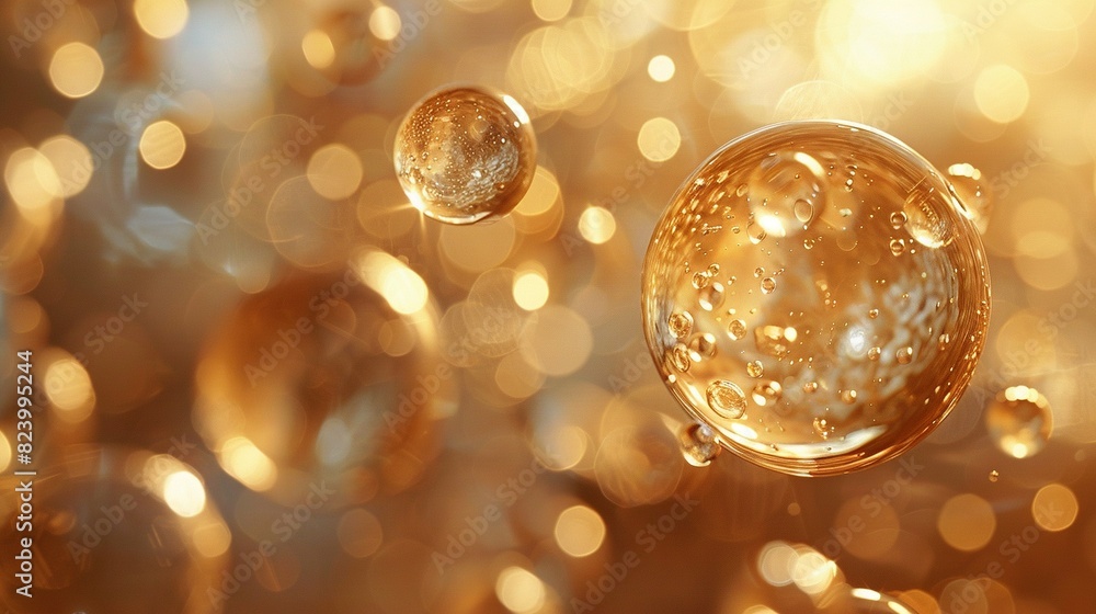A cluster of golden-colored circles hovering against a blurred background A cluster of golden-colored circles hovering against a blurred background
