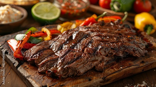 mouthwatering carne asada with peppers ready for your headline highresolution photo