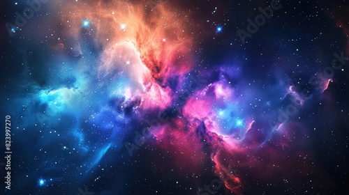 An abstract cosmos background featuring nebulae and galaxies in space  presenting a captivating and otherworldly scene.