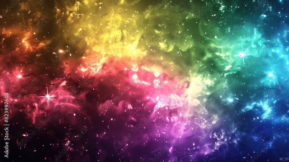 Halogen texture, rainbow colors, space background.