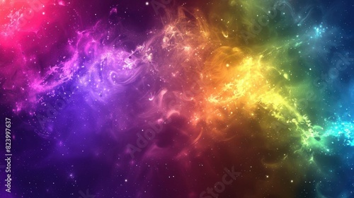 Texture with halogen effect, featuring rainbow colors and a space-themed background.