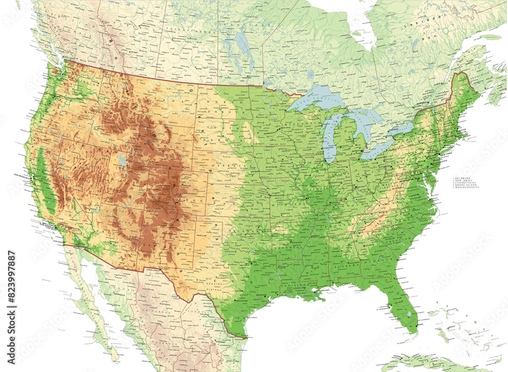 United Sates of America terrain map. Super high quality. Detailed with ...