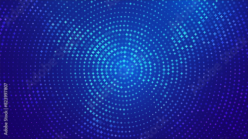 Blue Mathematical Plus Symbols Pattern. Math Design Elements Background. Medical Tech Background. Abstract Digital Circles of Plus Signs. Vector Illustration.