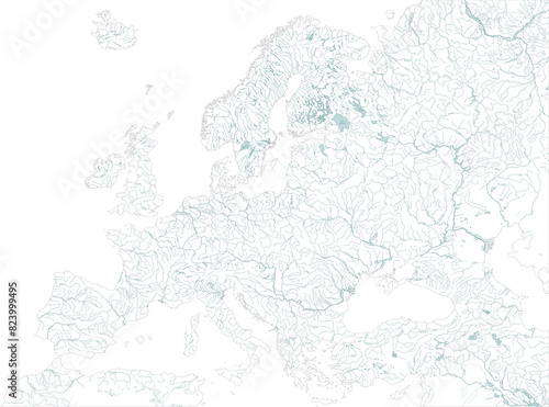 Foto Europe river and hydrography map