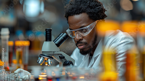 A scientist conducts research in a laboratory. Students conduct research on the virus in the laboratory.