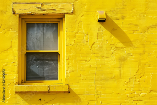 yellow window on a yellow wall