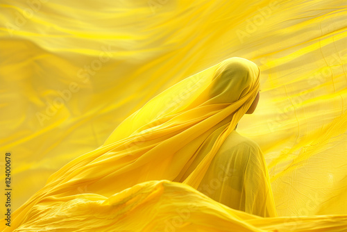 person with a yellow veil on his head