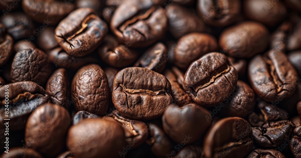 Closeup of coffee beans, showcasing the texture and color for product photography Closeup of coffee beans, showcasing the texture and color for product photography