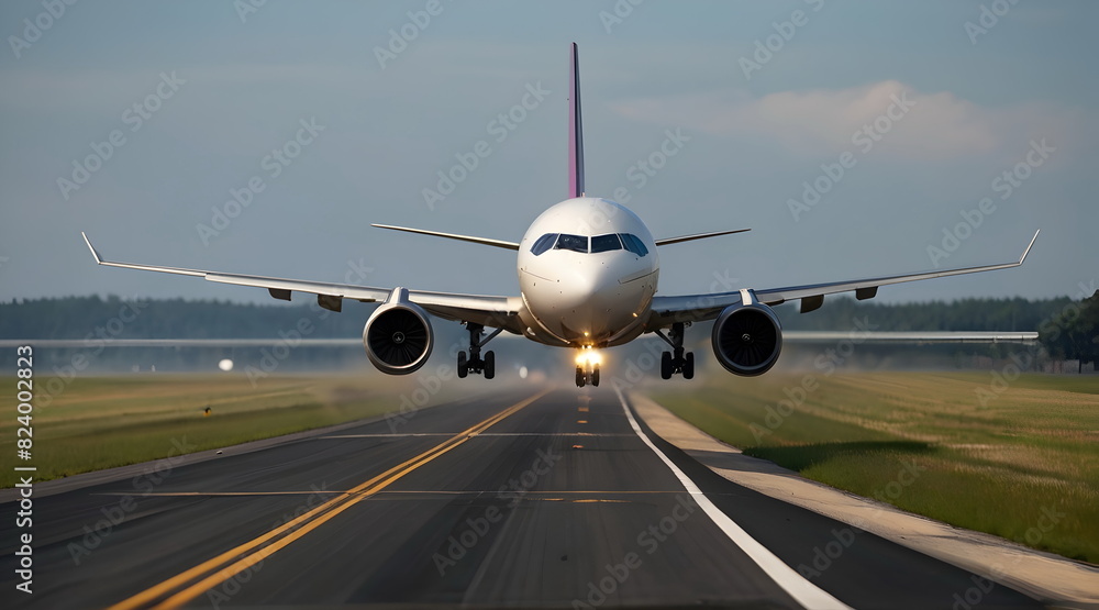 Airplane in the airport after take off Airplane in the airport after take off