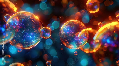  Soap bubbles float in red and blue water