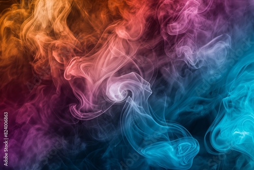 A colorful smoke pattern with a blue and purple swirl