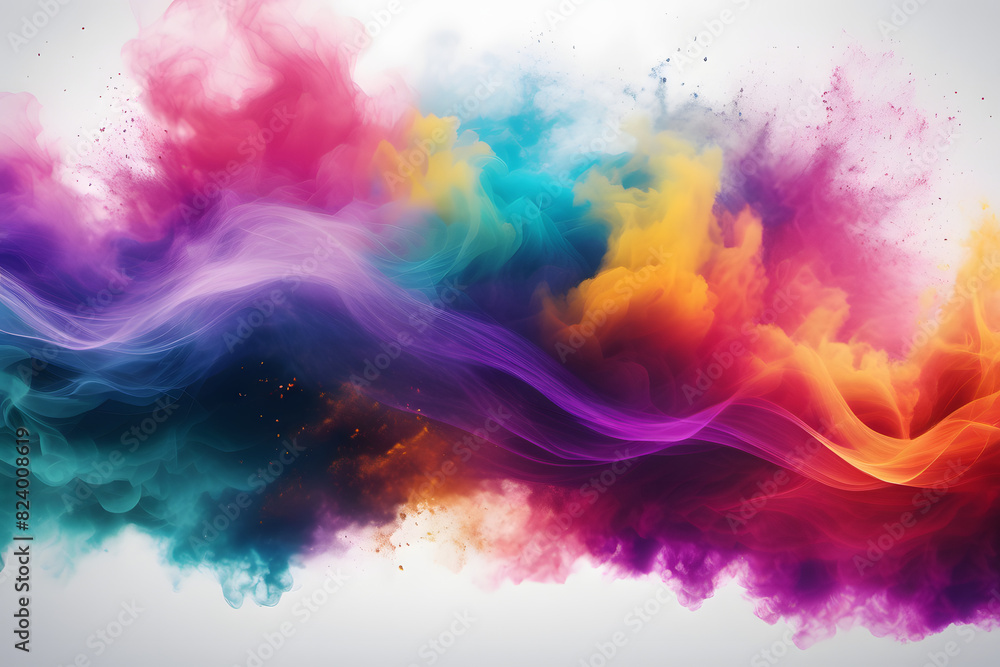 Dynamic design elements: colorful, blurry fog waves, powder explosions on white, perfect for sound, music, tech, or science themes. Dynamic design elements: colorful, blurry fog waves, powder explosions on white, perfect for sound, music, tech, or science themes.