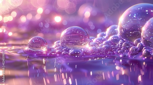   A cluster of bubbles bobbing on a water surface alongside other bubble clusters on the same water surface photo