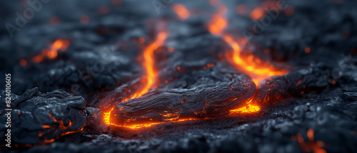 Abstract background of extinct lava with red gaps.