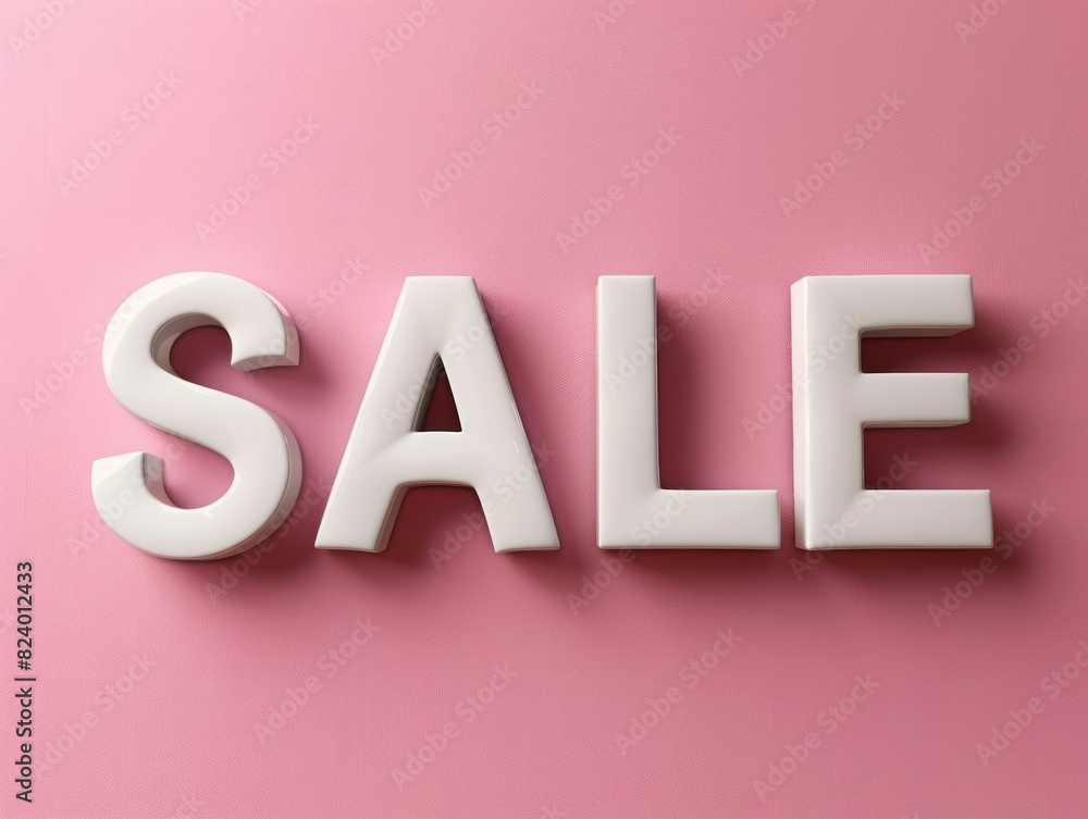A white sale sign stands out against a vibrant pink background, attracting attention with its bold contrast A white sale sign stands out against a vibrant pink background, attracting attention with its bold contrast